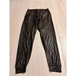 Commando Faux Vegan Leather Jogger Pull On Pants Size M Black